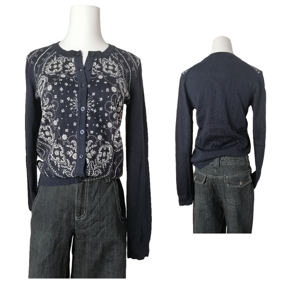 🐬 blue and white floral long-sleeved knit cardigan by Tommy Hilfiger - Picture 6 of 6